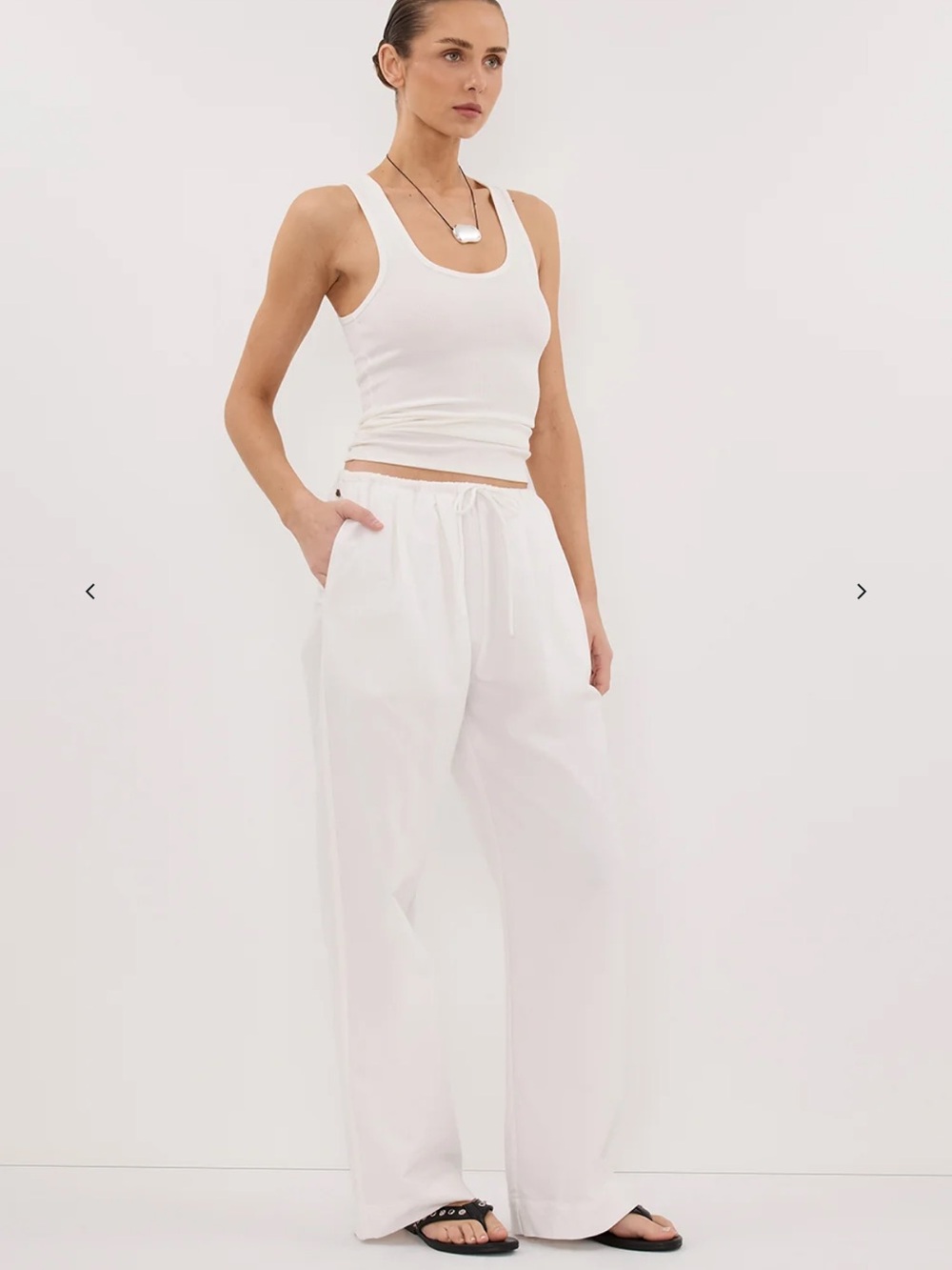 NWT DISSH White Drawstring Wide-Leg Pants